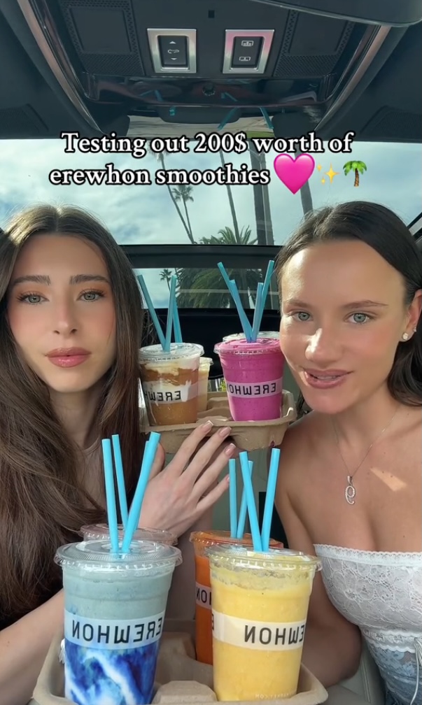 TikToker Viktorija scored more than 270,000 likes on a video in which she tasted various Erewhon smoothies worth $200. 