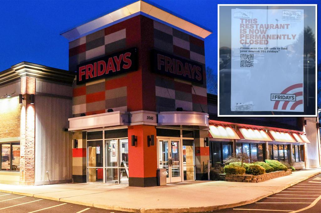 TGI Fridays is closing a dozen restaurants across America in just one month